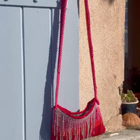 Anabaum Pocket Rhinestones Pink red handmade crossbody bag luxury organic cotton