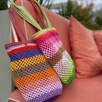 ANABAUM OG DAISY BAG GREEN AND PINK HANDMADE ORGANIC COTTON LUXURY