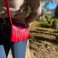 Anabaum Pocket Rhinestones Pink red handmade crossbody bag luxury organic cotton