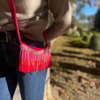 Anabaum Pocket Rhinestones Pink red handmade crossbody bag luxury organic cotton