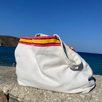 grand sac en coton epais anabaum detail au crochet 2 poches interieures dont une zippée