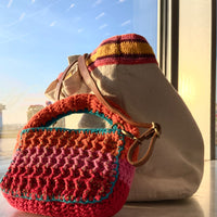 grand sac en coton epais anabaum detail au crochet 2 poches interieures dont une zippée