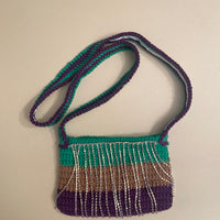 Anabaum Pocket Purple Green handmade crossbody bag luxury organic cotton and Rhinestones
