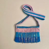 Anabaum Pocket Rhinestones Blue and pink handmade crossbody bag luxury organic cotton