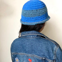 anabaum hat wooly made of merino wool in shades of blue with some matching metallic yarn for added bedazzle!