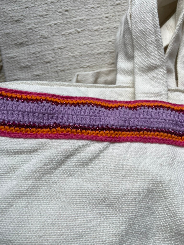 grand sac en coton epais anabaum detail au crochet 2 poches interieures dont une zippée