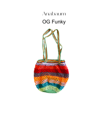 Anabaum sac crochet grand modele OG fait main couleur funky vu a plat