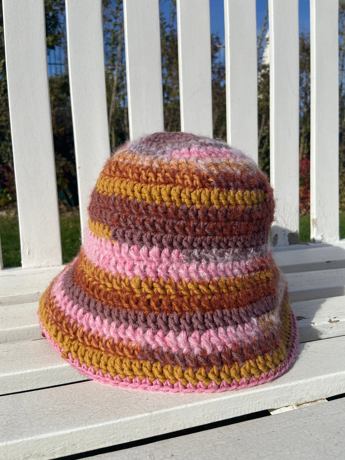 Wool hat mustard pink, large